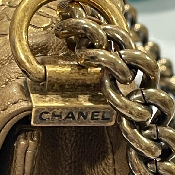 CHANEL Metallic Bronze leather Python Boy Crossbody Bag - Picture 12 of 15